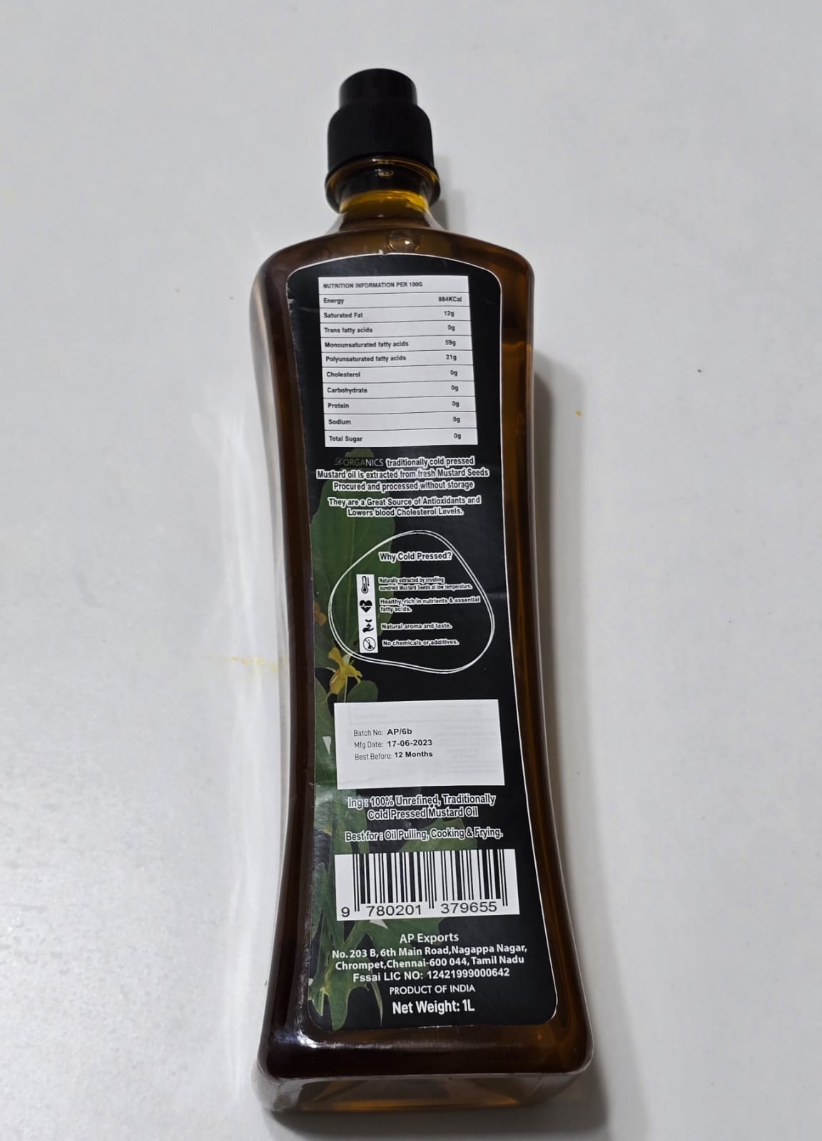 COLD PRESSED MUSTARD OIL 1 LIT