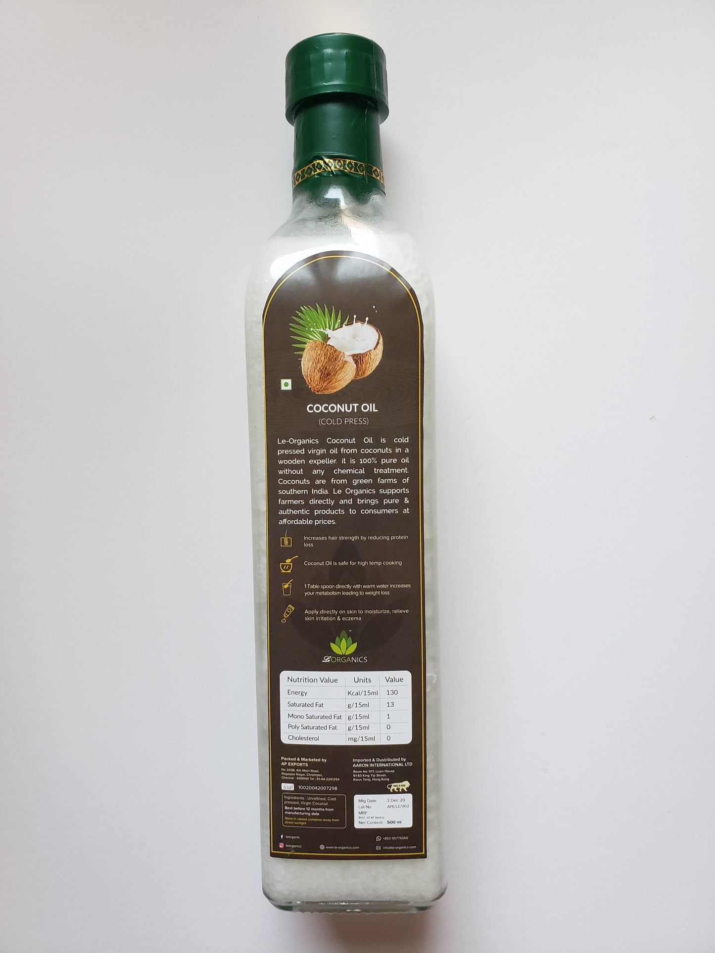Cold Pressed Coconut Oil 500ml
