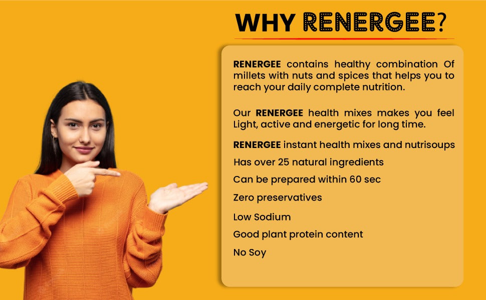 RENERGEE INSTANT 9 MILLET MIX ( For Milk / Shakes ) - 500 g