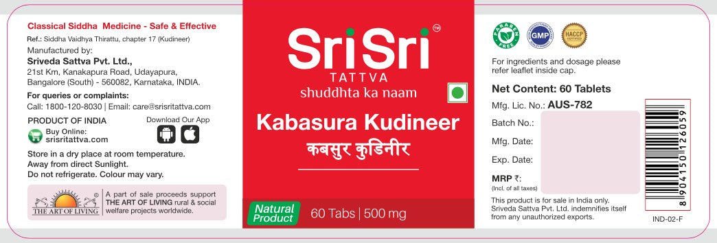 Sri Sri Tattva Kabasura Kudineer 500Mg Tablet (60tab)