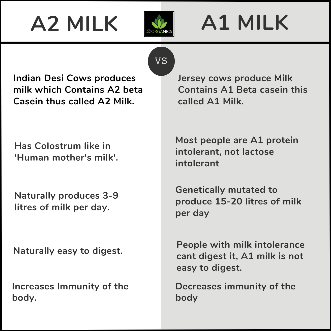 Le-Organics A2 Cow milk in Tetrapak | Pure Gir Cow Milk | UHT Treated | NO Antibiotics | Certified A2 | Pack of 4 - 1 ltr each